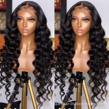 Unprocessed Loose Deep Brazilian Human Hair T-Part Lace Wig Vendors Raw Virgin Cuticle Aligned Wave Full Swiss Lace Frontal Wig